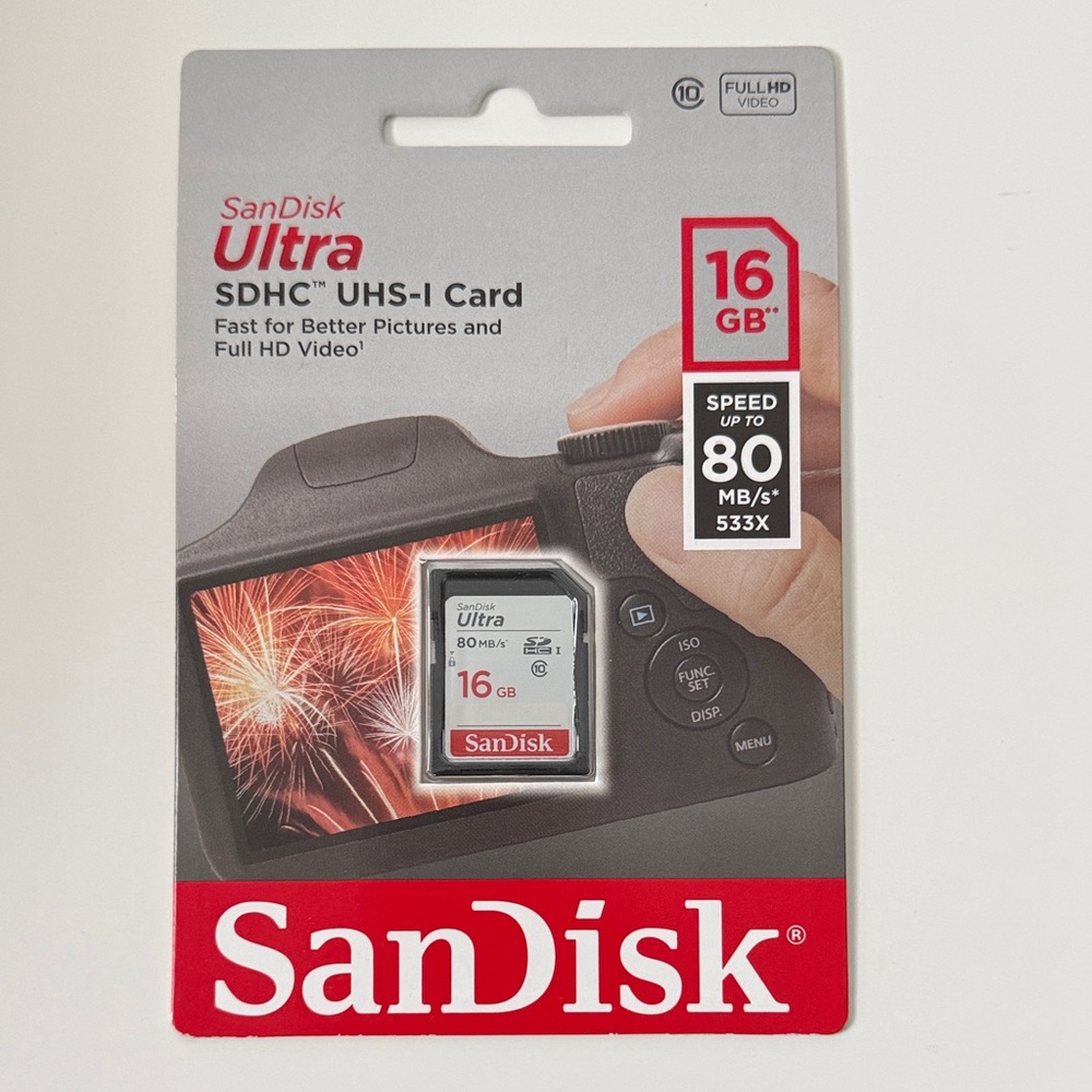 SanDisk Ultra 16GB SDHC UHS-1 Card 80MB/s- Red and Gray